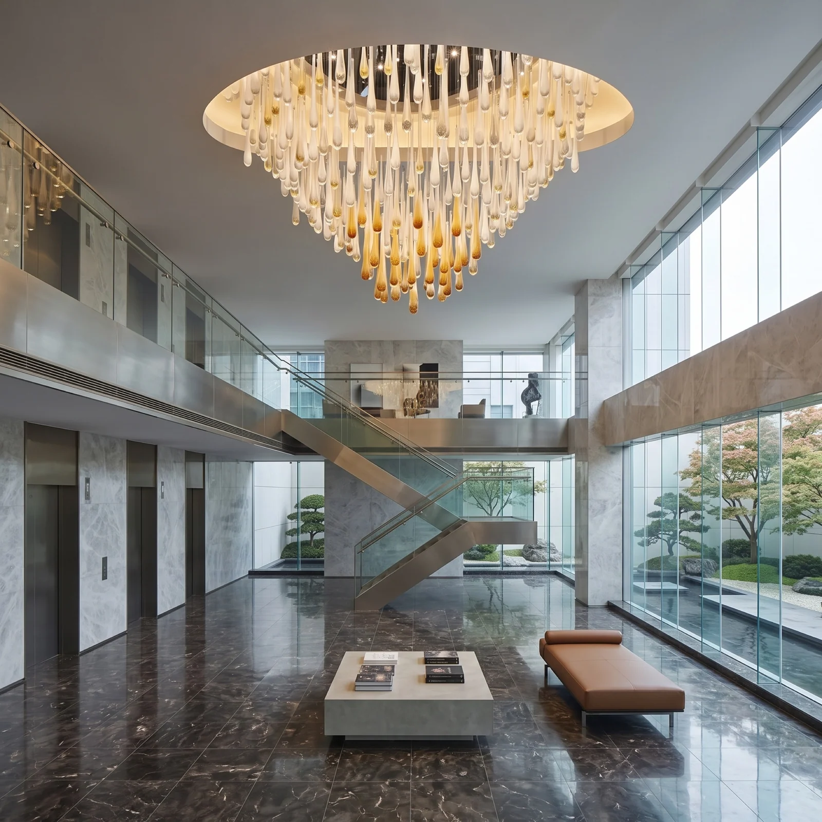 Clear Glass Drop Chandelier for Hotel Lobbies