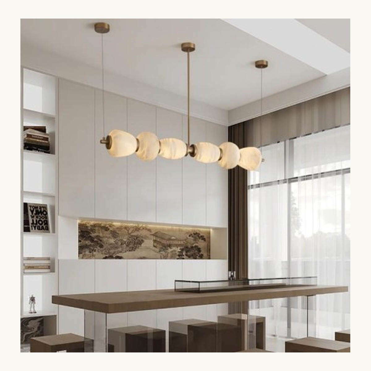SinWay Pendant-002 &middot; Natural marble and Spanish alabaster pendant light