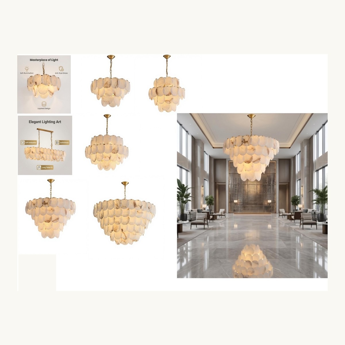 SinWay Pendant-030 &middot; Natural marble and Spanish alabaster pendant light