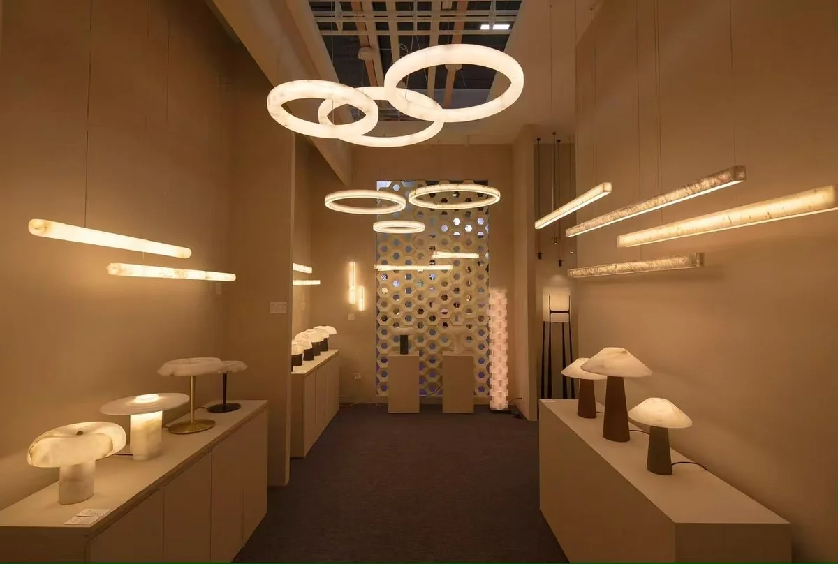 Alabaster Ring Lights on Display